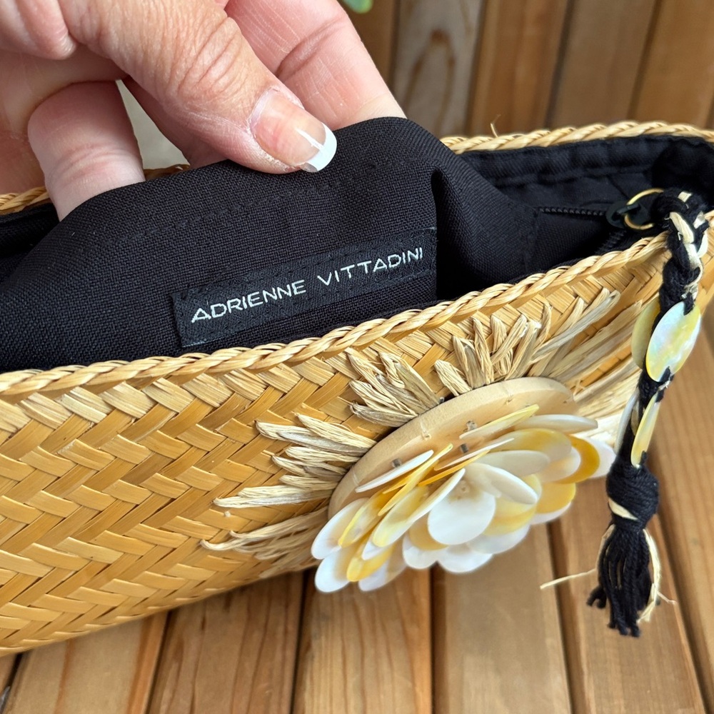 Adrienne Vittadini Boho Beach Woven Clutch with Shell Details - Picture 4 of 8